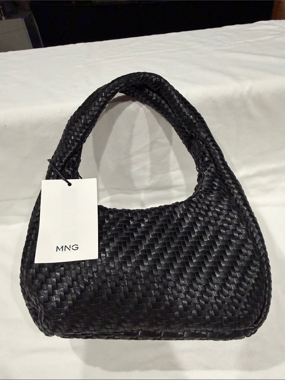 Mango Black Woven Hobo Bag